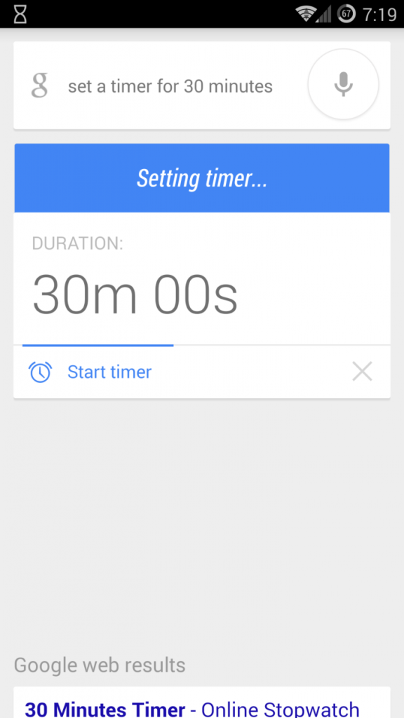 google set a 27 minute timer