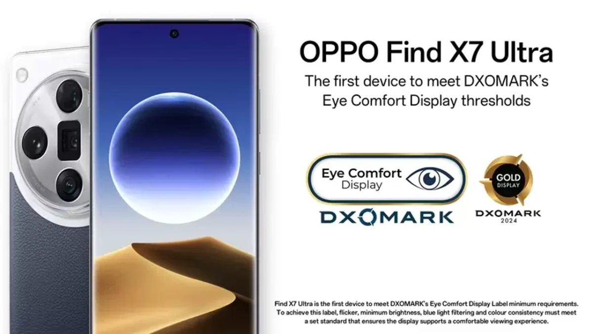 OPPO Find X7 Ultra distinguido com o Eye Comfort Label da DXOMARK