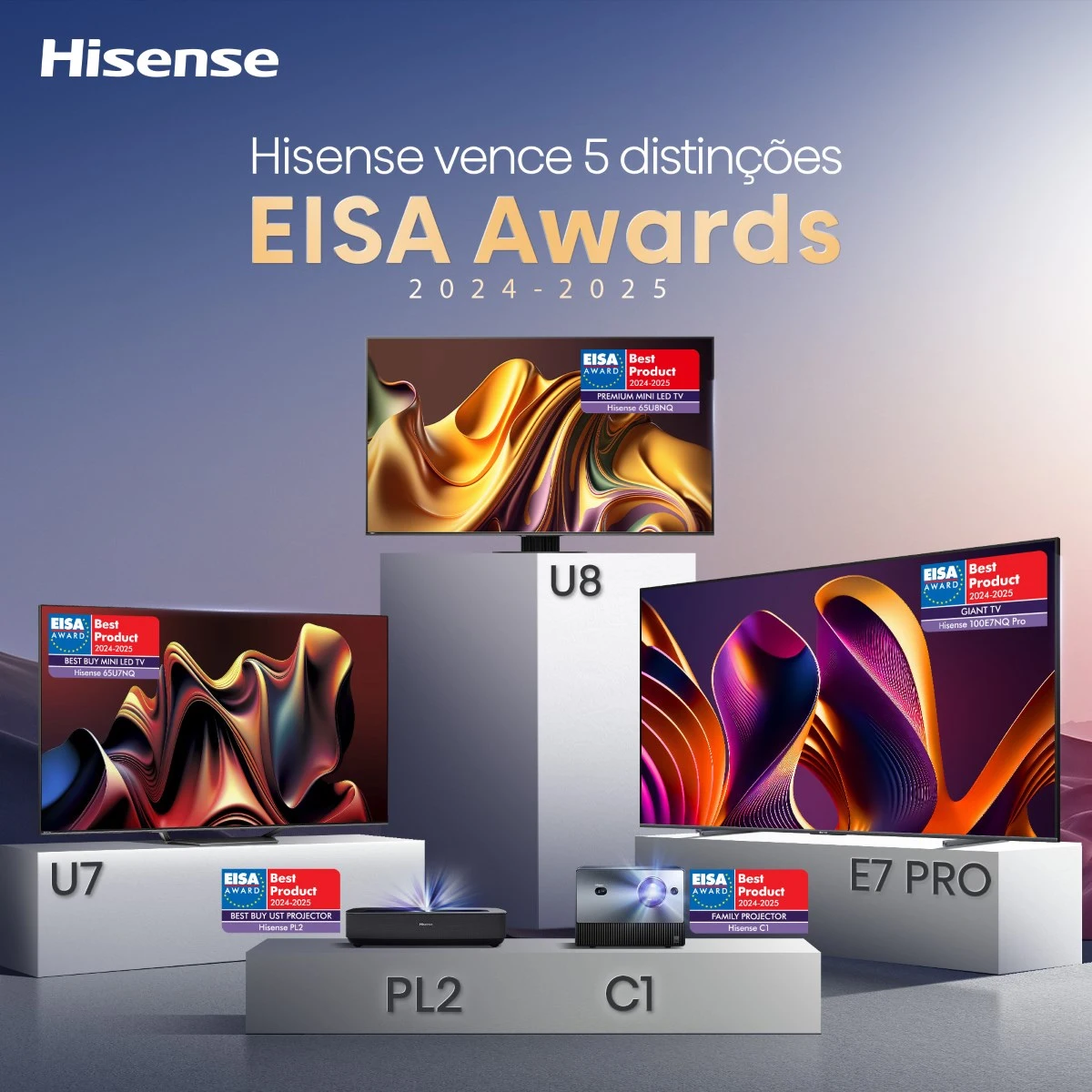 Hisense distinguida com 5 prémios eisa 2024-2025