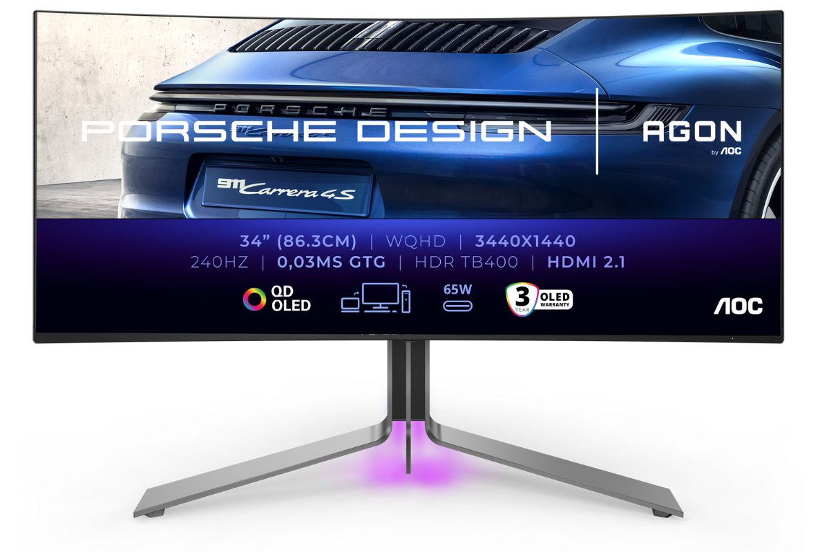 Agon by aoc e porsche design anunciam monitor de gaming pd34