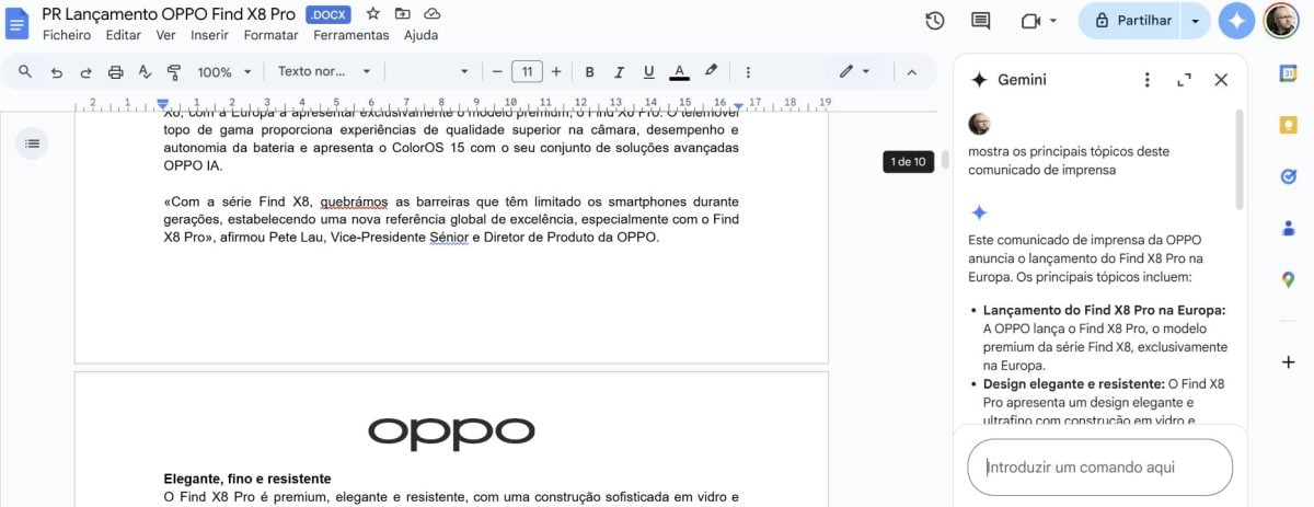 Gemini para google workspace docs