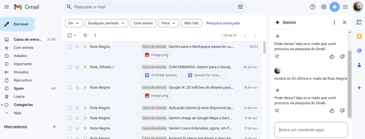 Gemini para google workspace prompt gmail