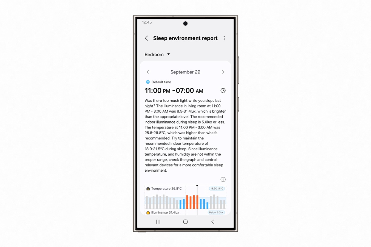 Image1. Sleep environment report samsung health