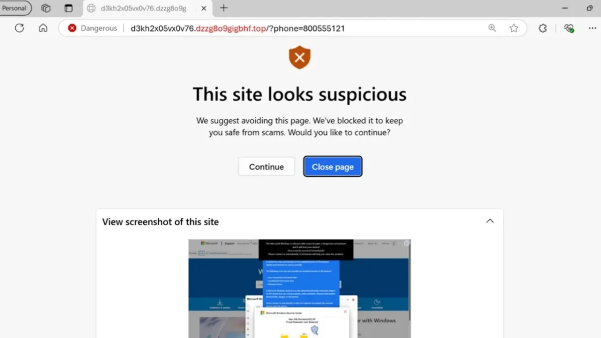 Microsoft edge ai scareware